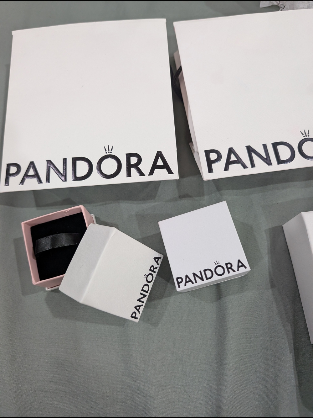 Pandora Jewelry Box & Shopping Bags - White and Pink